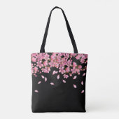 Rosa Kirschblüten auf der schwarzen Bridmaid Tasche (Rückseite)