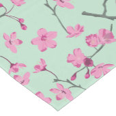Rosa Kirschblüten auf grüner Minze Mittelgroßer Tischläufer (Ecke)