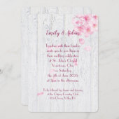 Rosa Kirschblüten auf Holzhochzeit Einladung (Vorne/Hinten)