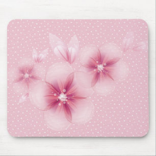 Rosa Kirschblüten auf Punkten Mousepad