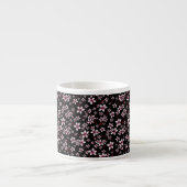 Rosa Kirschblüten auf Schwarz Espressotasse (Vorderseite)