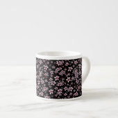 Rosa Kirschblüten auf Schwarz Espressotasse (Vorderseite Rechts)