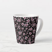 Rosa Kirschblüten auf Schwarz Milchtasse (Rechte Ecke)