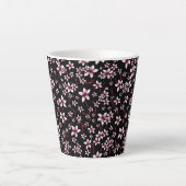 Rosa Kirschblüten auf Schwarz Milchtasse (Vorderseite)