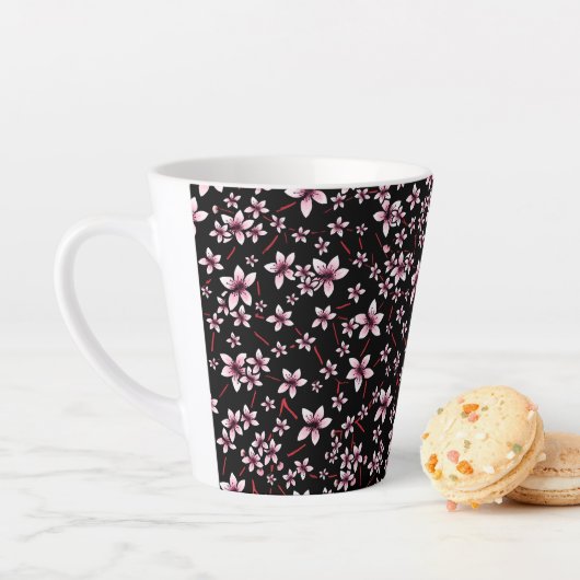 Rosa Kirschblüten auf Schwarz Milchtasse (Beispiel)