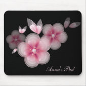 Rosa Kirschblüten auf schwarz Mousepad (Vorne)