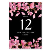 Rosa Kirschblüten auf schwarz Tischnummer (Rückseite)