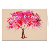 Rosa Kirschblüten-Baum-Aquarell (Vorderseite (Horizontal))