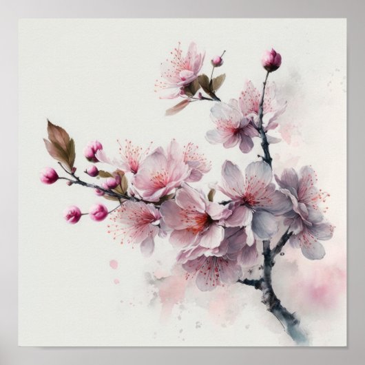 Rosa Kirschblüten Blume Art Print Poster (Vorne)