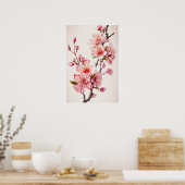 Rosa Kirschblüten Blume Art Print Poster (Küche)