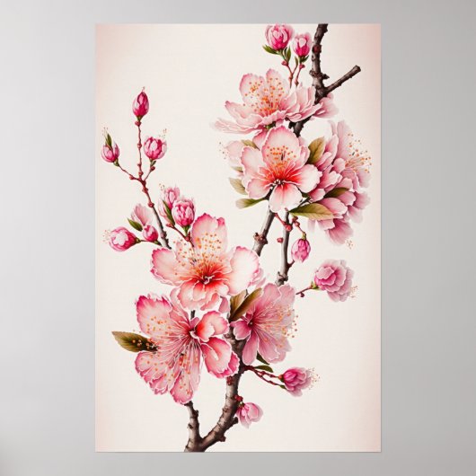 Rosa Kirschblüten Blume Art Print Poster (Vorne)