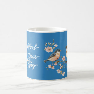 Rosa Kirschblüten Blumen Freude Blaue Vögel Kaffeetasse