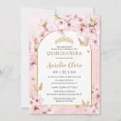 Rosa Kirschblüten Blumenblüten Quinceañera Süß 16 Einladung (Vorderseite)