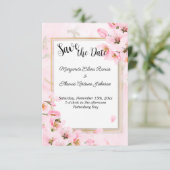 Rosa Kirschblüten Blütenhochzeit Sichern Sie das D Einladung (Stehend Vorderseite)