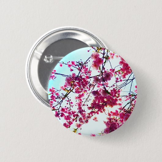 Rosa Kirschblüten Button (Vorne & Hinten)