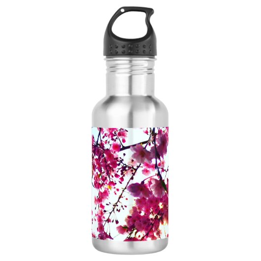 Rosa Kirschblüten Edelstahlflasche (Vorderseite)