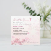 Rosa Kirschblüten Erste Kommune Einladung (Stehend Vorderseite)