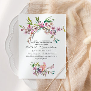 Rosa Kirschblüten Florale Hochzeit Einladung
