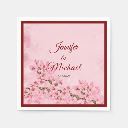 Rosa Kirschblüten Frühjahrssehen Serviette (Vorderseite)