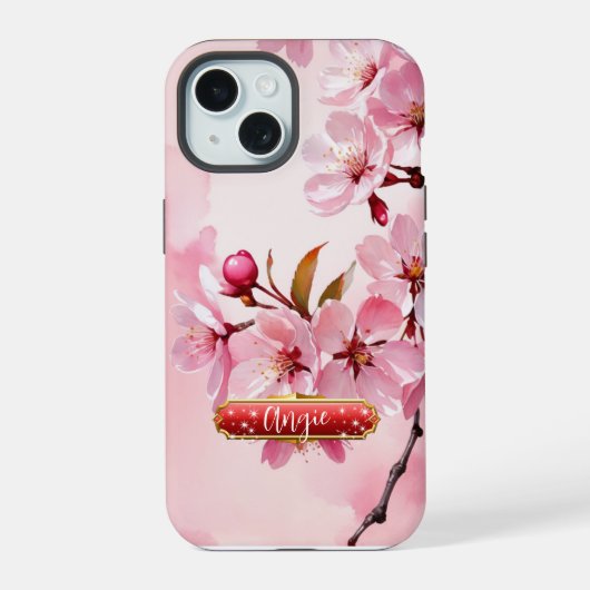 Rosa Kirschblüten Fuchsia iPhone / iPad-Hülle 15 Hülle (Rückseite)