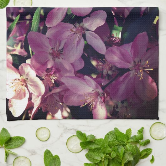 Rosa Kirschblüten Geschirrtuch (Gefaltet)