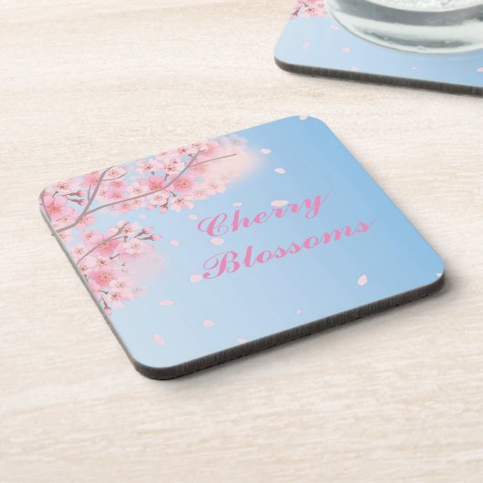 Rosa Kirschblüten Getränkeuntersetzer (Linke Seite)