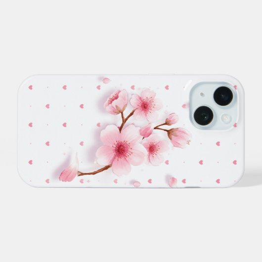 Rosa Kirschblüten-Handyhülle. iPhone 15 Hülle (Rückseite (Horizontal))