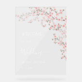 Rosa Kirschblüten-Hochzeit Acrylschild (Vorderseite)