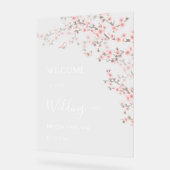Rosa Kirschblüten-Hochzeit Acrylschild (Winkel)