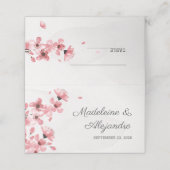 Rosa Kirschblüten Hochzeit mit Blumen Platzkarte (Außenseite Aufgefaltet)
