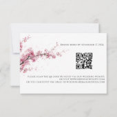 Rosa Kirschblüten-Hochzeit mit QR-Code RSVP Karte (Rückseite)