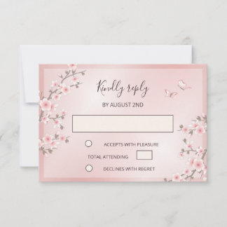 Rosa Kirschblüten-Hochzeit RSVP Karte