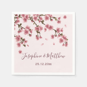 Rosa Kirschblüten-Hochzeit Serviette