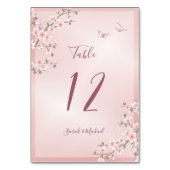 Rosa Kirschblüten-Hochzeit Tischnummer (Vorderseite)