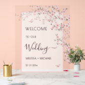Rosa Kirschblüten-Hochzeit Transparent Acrylschild (Hochzeit)