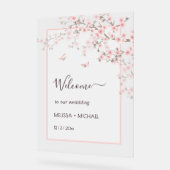 Rosa Kirschblüten-Hochzeit Transparent Acrylschild (Winkel)