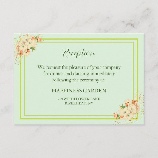 Rosa Kirschblüten , Hochzeitsempfang Begleitkarte (Vorderseite)