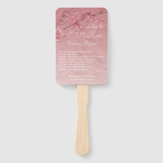 Rosa Kirschblüten Hochzeitsprogramm Fans Fächer (Vorderseite)
