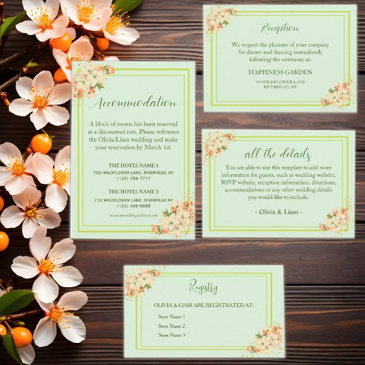 Rosa Kirschblüten , Hochzeitsunterkunft Begleitkarte