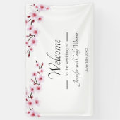 Rosa Kirschblüten Hochzeitszeichen Banner (Vertikal)