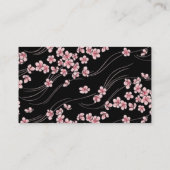 Rosa Kirschblüten in der schwarzen Visitenkarte (Rückseite)