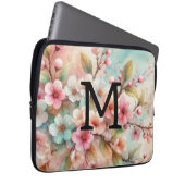 Rosa Kirschblüten in Monogramm Laptopschutzhülle (Vorne Rechts)