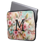 Rosa Kirschblüten in Monogramm Laptopschutzhülle (Vorderseite Links)