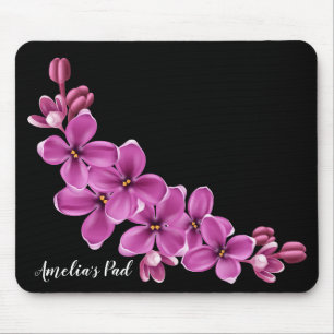 Rosa Kirschblüten in Schwarz Mousepad