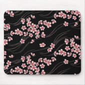 Rosa Kirschblüten in Schwarz Mousepad (Vorne)