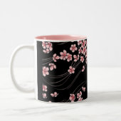 Rosa Kirschblüten in Schwarz Zweifarbige Tasse (Links)