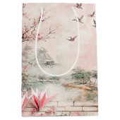 Rosa Kirschblüten-Landschaft Serenity (2) Mittlere Geschenktüte (Vorderseite)