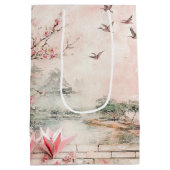 Rosa Kirschblüten-Landschaft Serenity (2) Mittlere Geschenktüte (Rückseite)