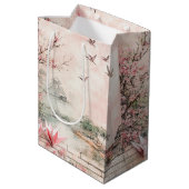 Rosa Kirschblüten-Landschaft Serenity (2) Mittlere Geschenktüte (Rückseite Schrägansicht)