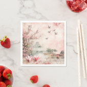 Rosa Kirschblüten-Landschaft Serenity (2) Serviette (Beispiel)